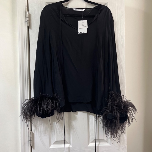 Zara Flowey Feather Blouse - Picture 2 of 5